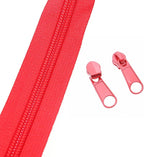 Leekayer #5 Red Nylon Zippers by The Yards Bulk 10 Yards Coil Zipper Tape with 25pcs Zipper Sliders for DIY Tailor Sewing Craft,Bag,Luggage,Dress,Sofa Cushion,Pillow(Red)
