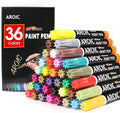 36 Pack Oil-Based Paint Pens for Rock Painting - Write On Anything Waterproof Painting Marker Pen for Wood, Metal, Plastic, Glass, Canvas, Ceramic & More Low-Odor, Medium-Tip Painting Markers