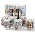 6 Rolls PET Tapes Set Pre Cut Tape Stickers City Stickers journaling Tape Transparent Sticker Books for Scrapbooking Scrapbook Tape Decorative