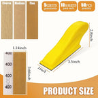 Mini Sander Kit of Detail Hand Sanding Tools and 50 PCS 80/120/180/240/400 Grit Wet Dry Sandpaper Assortment Pack for Wood Furniture, Small DIY Projects and Crafts Polishing