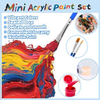 10 Pack Mini Acrylic Paint Set, 12 Colors Washable Paint Strips for Kids & Adults - Includes 20 Brushes (10 Flat + 10 Pointed), kids Paint Kits for Easter Eggs, Birthday, Classroom Party, Art Gifts