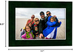8.5x11 Mat Bevel Cut for 7x9 Photos - Acid Free Green Suede Precut Matboard With Backing Board and Crystal Clear, Self Seal Photo Mat Bag - For Pictures, Photos, Framing - 4-ply Thickness