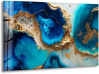 My Photostation.com 20Wx14H'' Blue Alcohol ink Glass Wall ArtTempered Glass Printing Wall Decor Large Wall Art Wall Hangings
