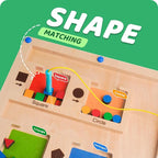 LiKee Strong Magnetic Maze, Montessori Toys for 1 2 3 Years Old Boy Girl, Wodden Puzzle Develop Fine Motor Skills, Kids Travel Airplane Activity, 1-5 Preschool Learning Shape & Color