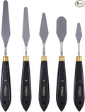 conda Palette Knife Painting Stainless Steel Spatula Palette Knife Oil Paint Metal Knives Wood Handle (Black 5 Piece)