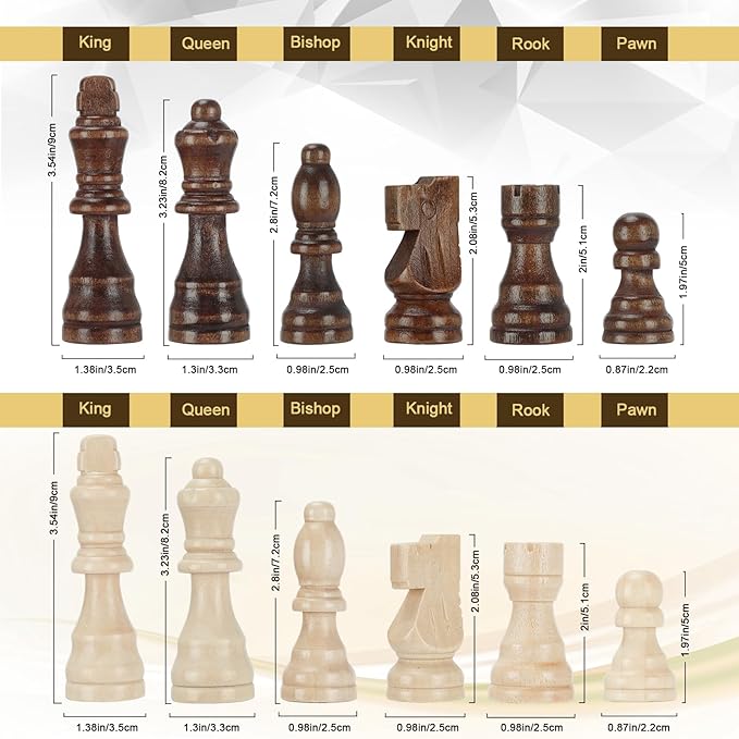 Magnetic Wooden Chess Set for Adults Kids 17'' Chess Board with Handmade Pieces, Folding Portable Travel Unique Chess Sets Game for Tournament Professional Beginner