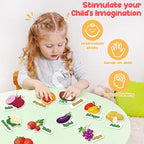 Kids Felt Board Set with 90 Fruits & Vegetables Pieces - Interactive Learning & Education Toys for Preschool Homeschool, Vibrant Colors Pretend Play Toys with Storage Bag & Velcro Dots