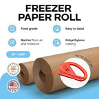 Brown Freezer Paper Roll 36" x 1800" (150 feet) with Cutter - USA-made Freezer Paper for Meat & Fish - Poly-Coated Food Wrapping Material for Freezing - Barrier Against Air & Moisture by IDL Packaging