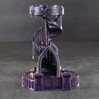AUSPDICE Dice Tower Castle Retro DND Dice Rolling Tower and Tray for Dungeons and Dragons RPG Tabletop Games (Metallic Purple Color)