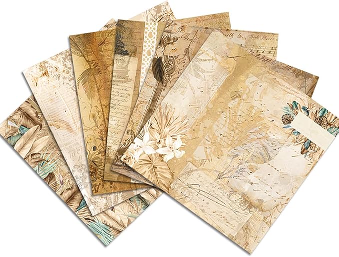 YASMEN Scrapbook Paper Pad 12x12, Vintage Patterned Cardstock, Single-Sided Decopodge, Retro Decorative Craft Paper, Scrapbooking Junk Journal Gift Card Making Supplies - 24 Sheets