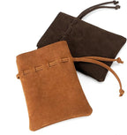 Medieval Drawstring Coin Pouch Bag, Leather Coin Pouch，Renaissance Drawstring Pouch Dice Bag, Small Coin Purse for Women/Men, Brown Swayze Suede