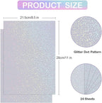 Holographic Sticker Paper, 24 Sheets Transparent Holographic Laminate Vinyl Sheets Self Adhesive, Clear Overlay Lamination Sticker Film for Stickers DIY Crafts, Dots Patterns - 8.5x11 Inch