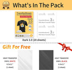 TransOurDream Iron on Heat Transfer Paper for Dark Fabric (20+2 Sheets, 8.5x11") Printable Iron on Transfers for Inkjet Printer & Laserjet Printer, Heat Transfer Vinyl for T Shirts (D3-BW-22)