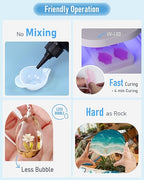 Nicpro UV Resin 500g, 2 PCS Crystal Clear UV Epoxy Resin Kit, High Viscosity & Quick Curing Glue Hard for Jewelry Making, Craft, Doming, DIY and Coating
