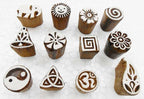 Craftsofindia® Wholesale Lot of 12 Exotic Small Wooden Block Stamps for Textile Printing/Henna Tattoo/Scrapbooking/Designing Saree Border