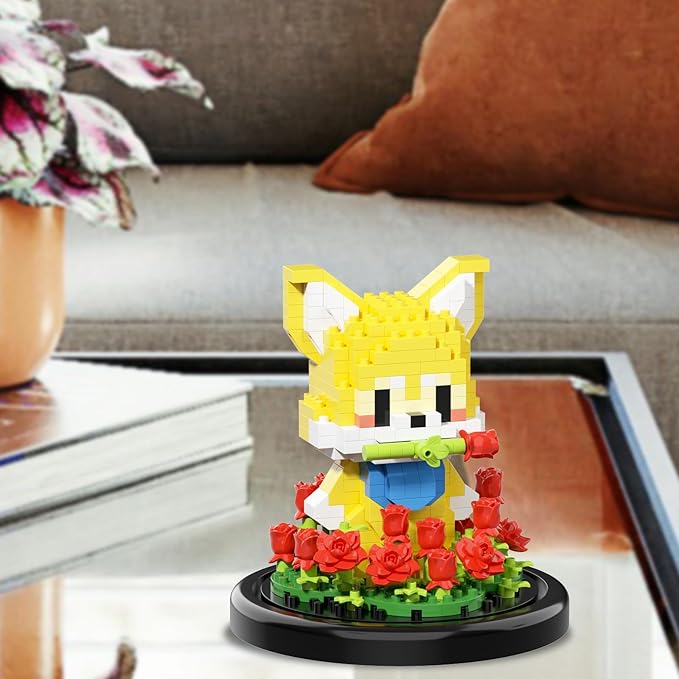 Artificial Flower Animal Toy Building Set for Adult,Mini Dog Plant Bonsai Tree,Botanical Collection Gift for Kid,Office Home Decor Building Block,Birthday Gift for Girl Women Mom Friend(Roses)