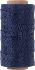 Thin Round Waxed Thread 0.45mm, 600 Yards, Dark Blue, Light Duty Polyester Wax Coated String for Leather Sewing, Upholstery, Beading, Micro Knotting, Bracelets and Macrame Jewelry Making