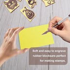 KUKLIPJIM 25 Pcs 4""x6"" Rubber Carving Blocks, Linoleum Blocks, Stamp Carving Blocks for Printmaking, Linocut Artists, Crafts and More,(Yellow)