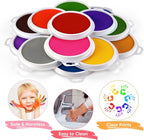 Lorzon 16 Pack Washable Ink Pads for Kids, 7" Large Round Stamp Pads for Finger Painting Rubber Stamps