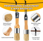 Chalk Paint Brush, 2 Pack Wax Brushes and Chalk Paint for Furniture DIY Art Crafts, Natural Bristle Round Oval Brush for All Painting and Waxing