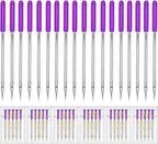 HONEYSEW 30 Pieces Sewing Machine Needles HAX1 130/705H Universal Regular Point Flat Shank Sewing Needle Compatible with Singer, Brother,Janome,Pfaff and Other Brand (Purple Size 14-30PCS)