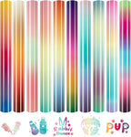 HTVRONT Gradient Heat Transfer Vinyl - 11 Sheets 12'' x 10'' Iron On Vinyl for T-Shirts, Crafts - Multi-Color Ombre HTV Vinyl Easy Cut & Weed