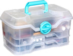 ArtBin Clear Plastic Organizer Small Parts Organizer - for DIY Arts & Crafts Storage Boxes & Organizers, Sewing Storage - Storage Box with Compartments, Project Box - Medium (4 Pivot Trays) 6943PB