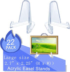 22 Packs(2.7 Inch) Acrylic Easel Stands Display Stands/Plate Stands Coin Display Easel Holder for Air-Tite Coins Pocket Watches Capsules Challenge Medals Casino Chips , Photo Display,Baseball Sports