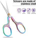 Sharp Embroidery Scissors-5 Inch Vintage Precision Scissors-Stainless Steel Blades with Vibrant Gradient Handle & Floral Design-Resistant for DIY/Art/Craft/Sewing