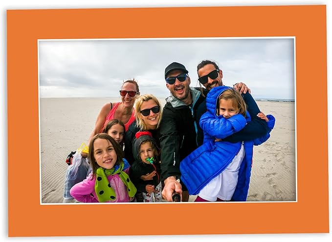 5.5x8.5 Mat for 8.5x11 Frame - Precut Mat Board Acid-Free Orange 5.5x8.5 Photo Matte for a 8.5x11 Picture Frame, Premium Matboard for Family Photos, Show Kits, Art, Picture Framing, Pack of 10 Mats