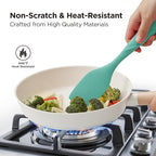 Kitchen Mama WaltzGrip Platinum Silicone Scraping Spatula: Heat Resistant, Seamless, Non Stick for Frying Pan Cookware, Safe, Flexible Bowl Scraper - Ideal for Mixing, Baking, Stirring (Teal)