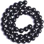 8MM Natural Black Agate Gemstone Beads Round Loose Stone Beads for Jewelry and Bracelets Making 90pcs 2 Strands 32"