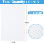 6 PCS Cross Stitch Aida Fabric 14 Count, 18 by 12 Inch, Classic Reserve Cross Stitch Aida Cloth for Home DIY Embroidery Decoration, White