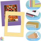 Mat Board Center, 11X14 Mix Color Mats for 8X10 Pictures - Acid Free, 4-Ply Thickness, White Core, Bevel Cut - for Artworks, Photos, Framing - Pack of 12