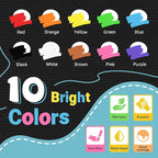 Window Chalk Markers for Glass Washable, 10 Colors Jumbo Liquid Chalk Marker with 10mm 3 in 1 Nib Thick Wide Tips, Big Chalkboard Markers, Car Paint Pen for Auto, Bistro, Mirror, Poster, Blackboards