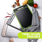 Cutting Board Double Sided,2 Pcs Vegetable Board With Sharpening Stone,Large Size+Small Size,Food Grade Stainless steel and Wheat straw PP Material,Eco-Friendly (black)