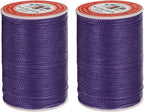 uxcell Round Leather Sewing Waxed Thread, 55m / 60 Yards Polyester Wax String, 0.80mm Wax Stitching Cord for Leather Crafts, Bookbinding, Bracelets Braided, Dark Purple, 2pcs