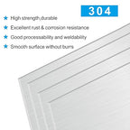 4PCS 8”x12”x1/32” 304 Stainless Steel Sheets Plate, 304 Metal Stainless Steel Sheet Strip Plate (Brushed Finish) for Industry Machinery, DIY Engineer, Decoration