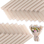 FUHITIM 20 Sheets Flower Wrapping Paper - Waterproof Floral Bouquet Wrapping Paper, Florist Supplies Packaging Paper for Wedding Birthday Gift DIY Crafts (Khaki)