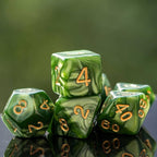 7-Die DND Dice Set Polyhedral Dice Set with a Leather Dice Bag, D&D Dice Set for Dungeons and Dragons, RPG Table Games (Green)