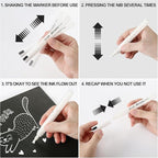 SFAIH Black & White Acrylic Paint Markers - 8 Pack 2-3MM Medium Tip & 0.7MM Extra Fine Paint Pens for Rock Painting, Wood, Metal, Fabric, Plastic, Canvas, Glass, Ceramic, Diy Crafts