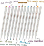 YUANCHENG Metallic Marker Pens, Set of 12 Colors Fine Point Metallic Marker Pens for Black Paper, Rock Painting, Easter Egg, Halloween Pumpkin, Card Making, Ceramics, DIY Photo Album