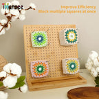iHansee 11" Crochet Blocking Board with 20 Pegs, 200 Stitch Markers, Bamboo Granny Square Blocking Boards for Crochet Projects, Knitting Crocheting Accessories Kit, Gifts for Crocheters