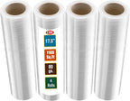 Stretch Wrap Industrial Strength 4 Pack 17.5" 1100 SqFt 80 Gauge Extra Thick (20 Micron) Shrink Wrap Roll for Moving Supplies, Furniture, Pallets, Plastic Wrap for Packing, Heavy Duty Stretch Film