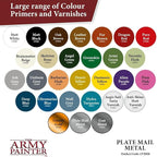 The Army Painter Colour Primer Plate Mail Metal, 400 mL Acrylic Spray Primer, Spray Paint Basecoat for Miniature Priming, Tabletop Roleplaying, Boardgames, and Wargames Miniature Modelling
