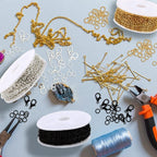 Jishi 30ft Jewelry Making Chains Bulk 2mm Necklace Chains for Jewelry Making Supplies, DIY Craft Earring Bracelet Making Findings, 3-Colors Gold Silver Black Plated Metal Rolo Cable Link Chain Rolls