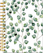 iampanda Spiral Journal Notebook,Floral Design Strong TwinWire Binding with Premium Paper for Girl Women,60 Sheets A5 College Ruled NotebookJournal,Perfect for School Office Home Gifts,Green Leaves