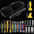 Honoson 24 Pcs Clay Sculpting Tools Kits Polymer Clay Tools DIY Set with Roller, Acrylic Sheet, Scraper Backing Board, Round Circle Shape Cutter, Shaping for Art Craft(Colorful)