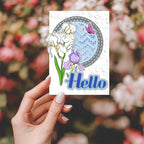 ORIGACH Iris Layering Stencil Stamp and Die Set for Card Making, Flower Stencil Template Silicone Clear Stamps and Metal Die Sets for DIY Scrapbooking Photo Album Crafting
