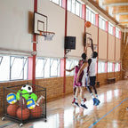 Ball Storage - 22.83" Basketball Cart With Wheels Garage Volleyball Storage Sport Equipment Holder Organizer For Indoor Outdoor,Metal Storage Rack For Playgroup,Gym And School